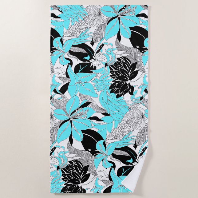 Serviette De Plage Contour Hawaii Tropical Lily et Protea Floral (Devant)