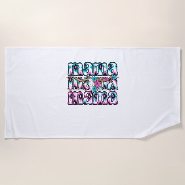 Serviette De Plage Coquette Bow Mama Cowgirl Turquoise Wester (Devant)