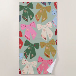 Serviette De Plage Coquette des vaches de Noël rétro