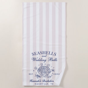 Serviette De Plage Coquillages roses rétro et cloches Mariages Bachel