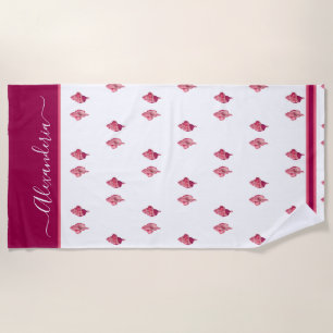 Serviette De Plage Coquille de coquille rose framboise Tropical prepp