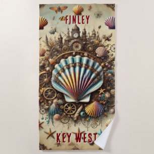 SERVIETTE DE PLAGE COQUILLE SAINT-JACQUES STEAMPUNK FANTAISISTE DÉJAN