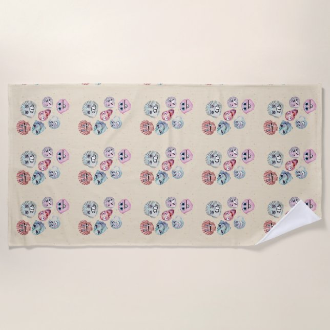 Serviette De Plage coquilles océaniques (Devant)