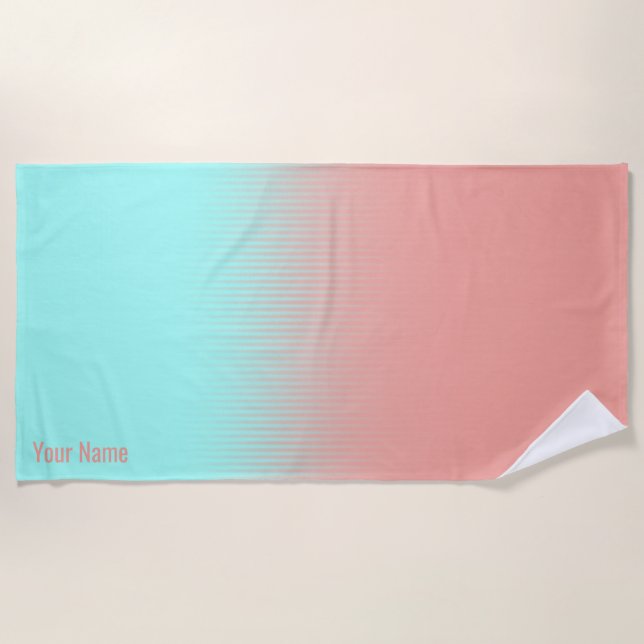 Serviette De Plage Corail et turquoise (Devant)