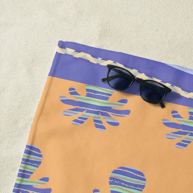 Serviette De Plage Corail octopique bleu (En situation)