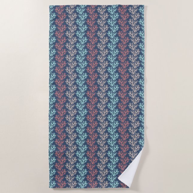 Serviette De Plage Coral Stripes Marine Beach Towne (Devant)