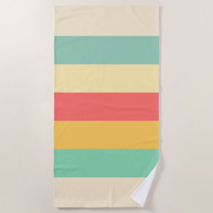 Serviette De Plage Coral Turquoise Yellow Beige rayures