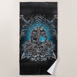 Serviette De Plage Corbeaux d'Odin Mythologie Viking Valhalla attend