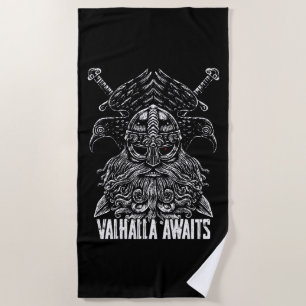Serviette De Plage Corbeaux d'Odin Mythologie Viking Valhalla attend