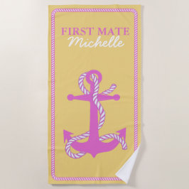 Serviette De Plage Corde et Ancre rose première date ID402