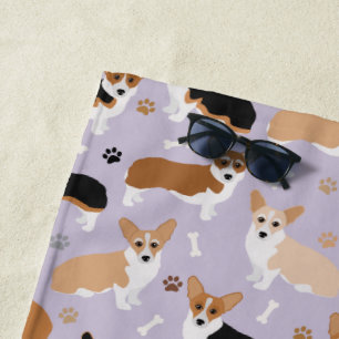 Serviette De Plage Corgi Dog Paws et Bones Beach Towers