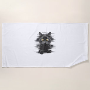 Serviette De Plage Costume d'Halloween Chat Noir Chat Kitty Éffrayant