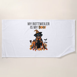 Serviette De Plage Costume d'Halloween Rottweiler Mon Rottweiler est 