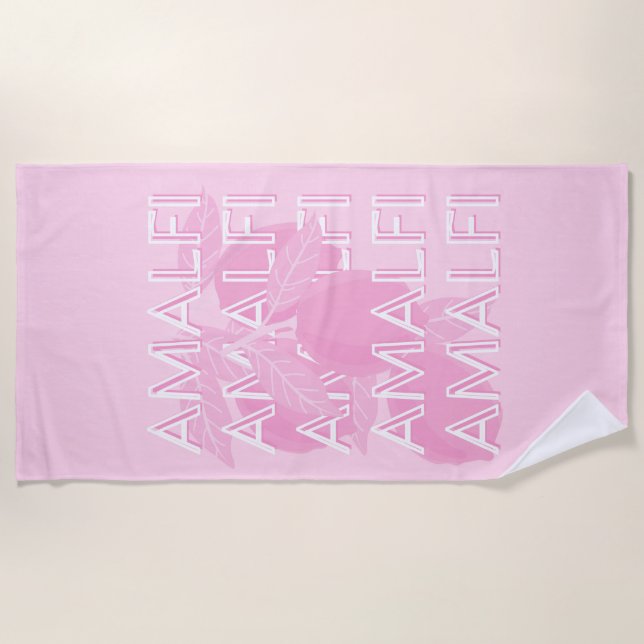 Serviette De Plage Côte d'Amalfi, Italie, Art Voyage, Preppy, Rose (Devant)
