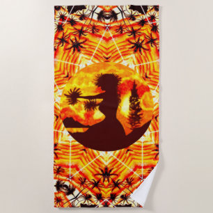Serviette De Plage Coucher de soleil hawaïen Hula Palms