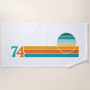 Serviette De Plage Coucher de soleil rétro 74