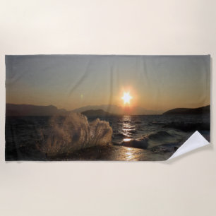 Serviette De Plage Coucher de soleil sur le brise-lames en Croatie –