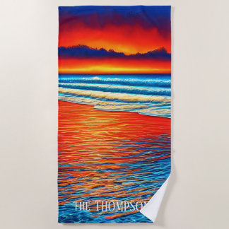 Serviette De Plage Coucher de soleil tropical clair