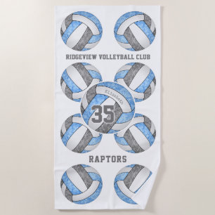 Serviette De Plage couleur bleu clair gris de l'équipe nom volleyball