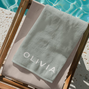 Serviette De Plage Couleur de cendre verte personnalisée personnalisé