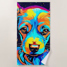 Serviette De Plage Couleur électrique Pop Canine Art