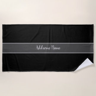 Serviette De Plage Couleur Solide Noir Noir Moderne