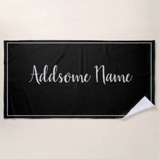 Serviette De Plage Couleur Solide Noir Noir Moderne