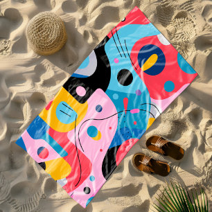 Serviette De Plage Couleurs vives formes fantaisistes géométrie moder