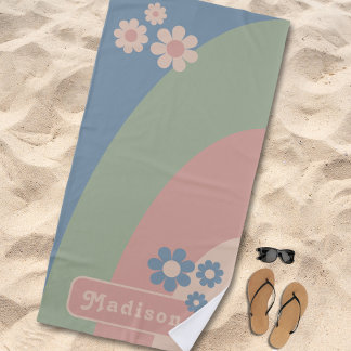Serviette De Plage Courbes rétro Super Floral