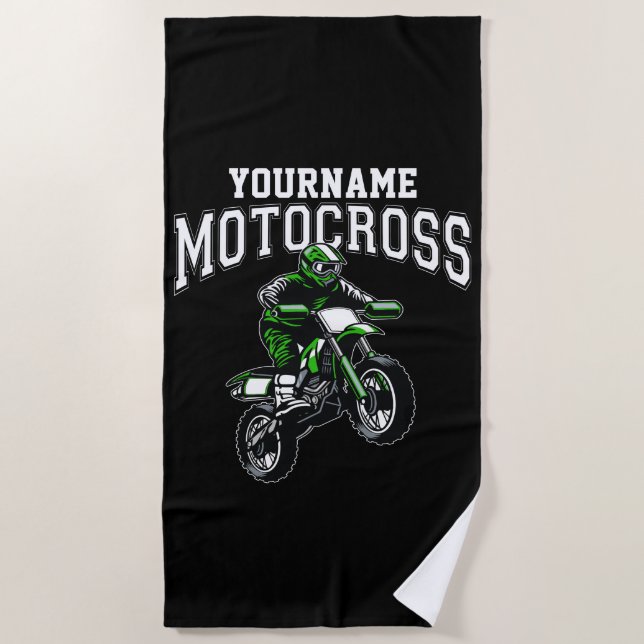 Serviette De Plage Course Motocross Dirt Bike Rider personnalisée (Devant)