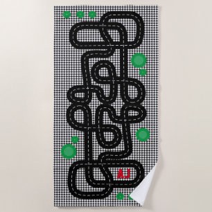 Serviette De Plage Course Piste Enfants Playmat Voitures Camions Nom