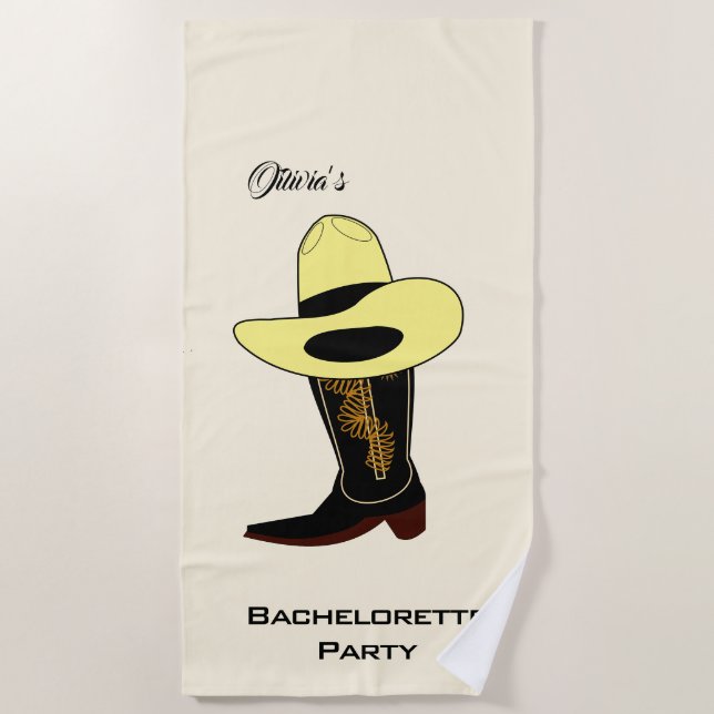 Serviette De Plage Cowboy Casquette et boot Bachelorette Party (Devant)