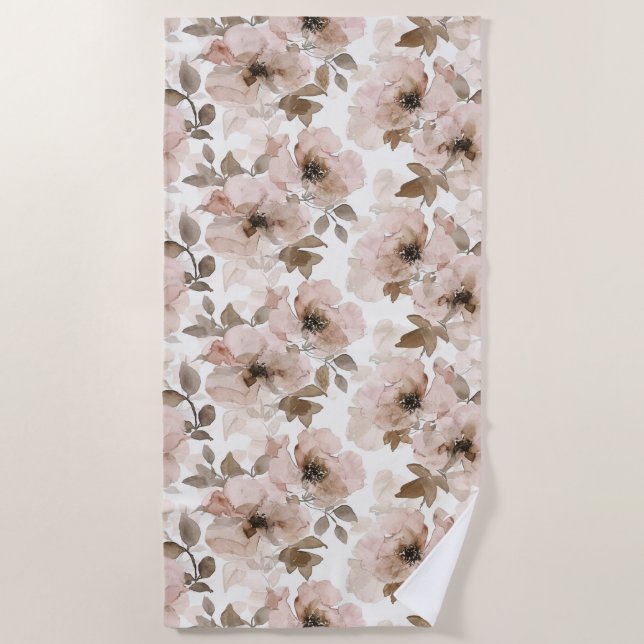 Serviette De Plage Cowgirl Brun Rose Floral Sud-Ouest (Devant)