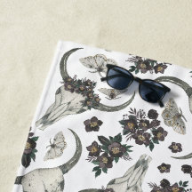 Crâne animal gothique avec fleurs Motif