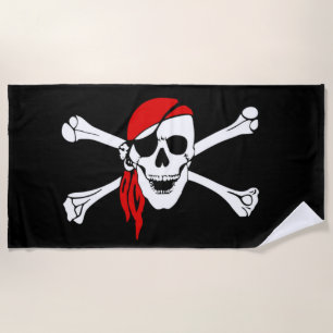Serviette De Plage Crâne de pirate et os croisés
