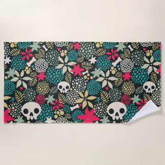 Serviette De Plage Crâne en fleurs