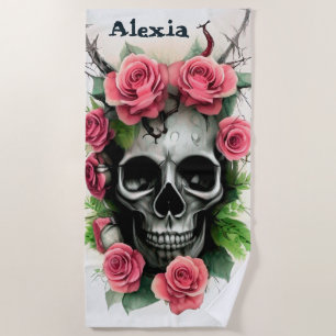 Serviette De Plage Crâne et Rose