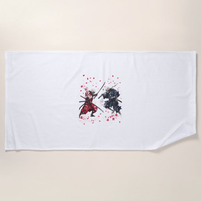 Serviette De Plage Crâne Samurai Duel (Devant)