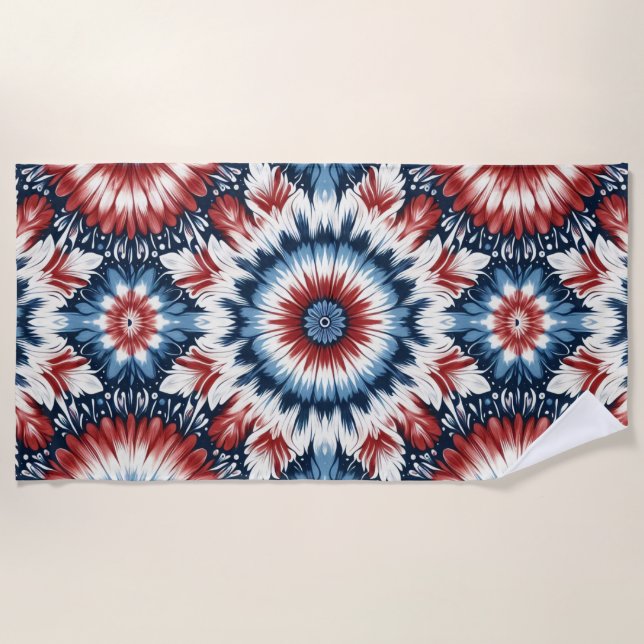 Serviette De Plage Cravate rouge, blanc et bleu (Devant)