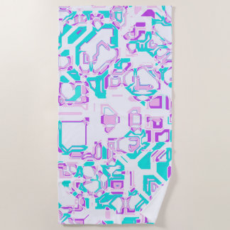 Serviette De Plage crazy fantasy maps white and aqua
