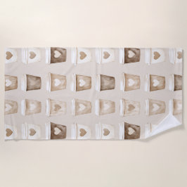 Serviette De Plage Cream Coffee Heart Cups
