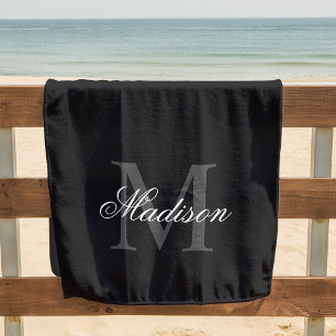 Serviette De Plage Créer Votre Nom Personnalisé Monogramme Calligraph