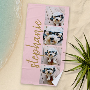 Serviette De Plage Créez votre propre 4 photo Collage de code de scri