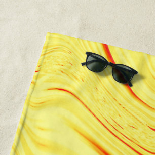 Serviette De Plage Crème mangue, avec trait de corail ou de rouge cou