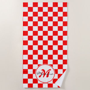 Serviette De Plage Croatie Hrvatska Nom À damiers Monogramme