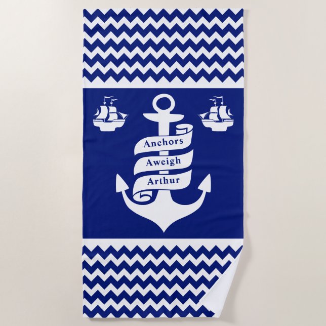Serviette De Plage Croisière à la retraite - Ancres - Nautique (Devant)