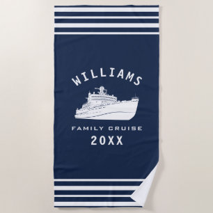 Serviette De Plage Croisière amusante Bateau Famille Réunion Vacances