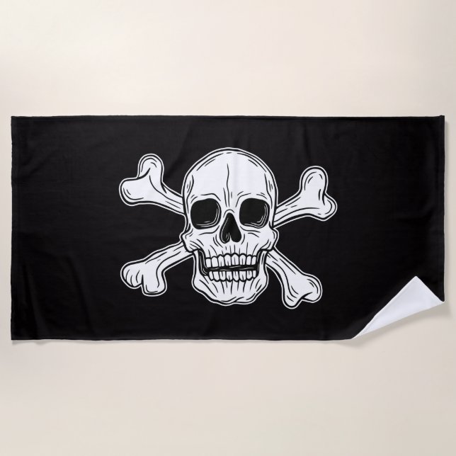 Serviette De Plage croix de crâne pirate (Devant)
