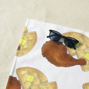 Serviette De Plage Cuisine soule classique Poulet frit et gaufres Din