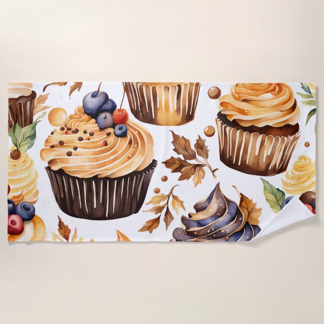 Serviette De Plage Cupcake Food art (Devant)